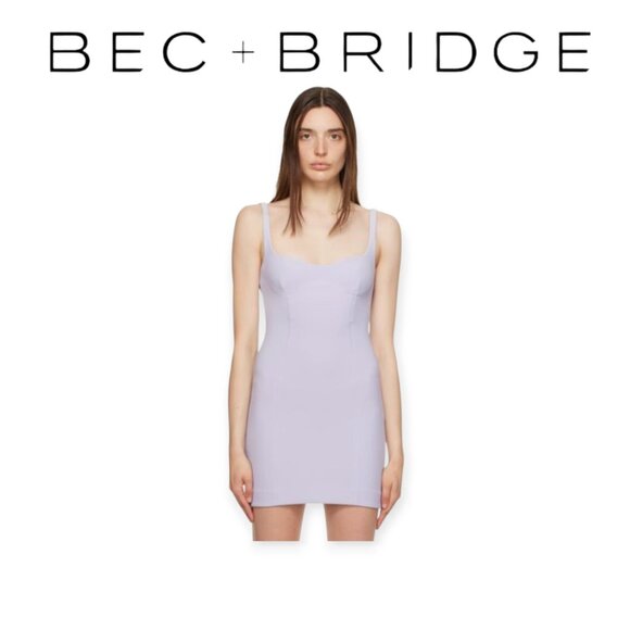 SSENSE Bec + Bridge Zoey Scallop Mini Dress in Pastel Lilac size 6 - Picture 1 of 15